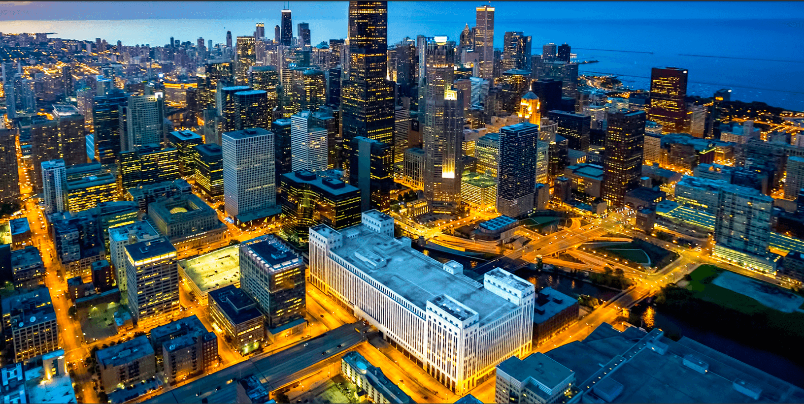 Chicago nighttime skyline